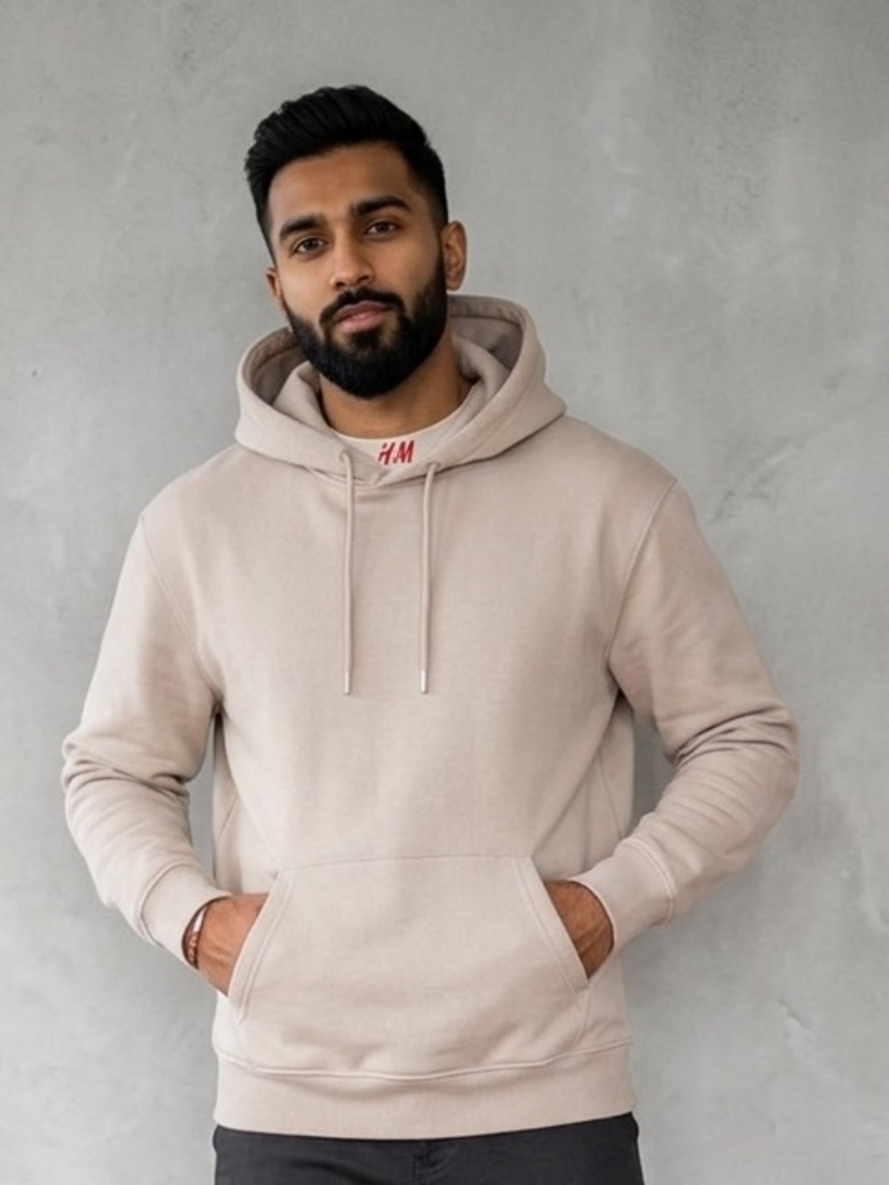 EUC H&M Men's Beige Pullover Hoodie Size L